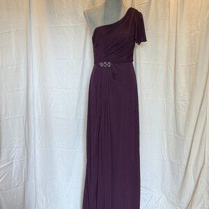 David's Bridal Plum One Shoulder Maxi Dress in size 6 Plum Color